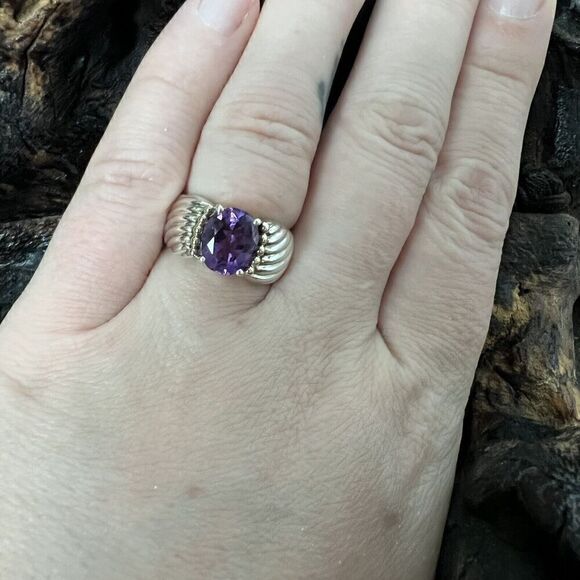 Vintage Clyde Duneier 1.87 ct Oval Amethyst Ring Size 6.5 CID 14K 925 - Picture 6 of 15